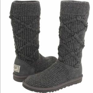 UGG Argyle Sweater Knit Boots, Gray 8